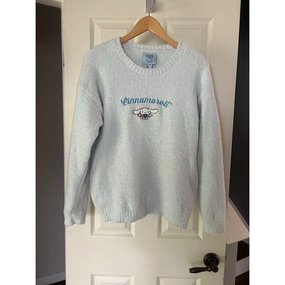 Forever 21 Sanrio Cinnamoroll Sweater Blue Fuzzy Pullover Hello Kitty Friends M - Picture 1 of 5